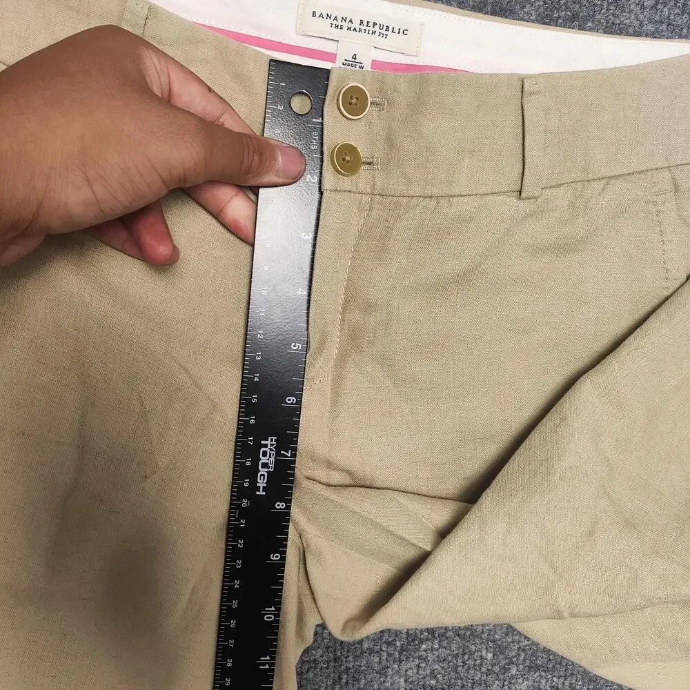 Banana Republic Pants Womens 4 Beige Linen Martin Fit Wide Leg Dress Workwear